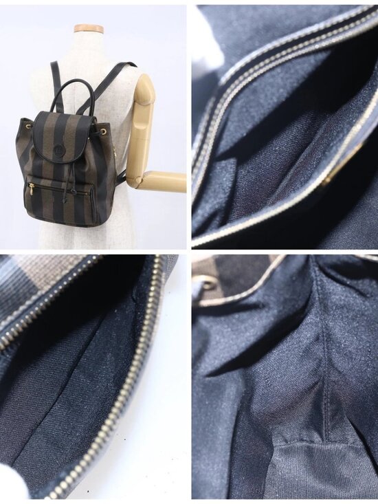 FENDI Pecan Canvas Backpack Brown Black Auth main image 12
